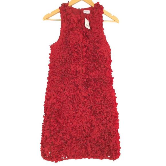 J. Crew Rosette Dress 3D Flower Petal Sleeveless Mini Sheath Deep Ruby Red NWT 6 - Picture 3 of 9